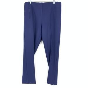 Chicos Pull On Ponte Slim Straight Pant Womens Sz 2 US 12 Blue Elastic Waist